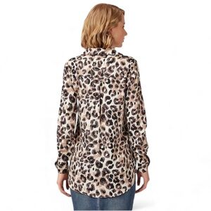 BIG DART Long Sleeve Button Front Shirt Top Size XL Leopard Print Brown Tan NWOT